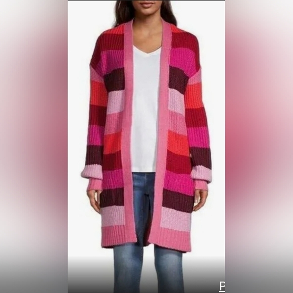 St John's Bay Long Multicolored Cardigan Duster Sweater - Picture 1 of 9